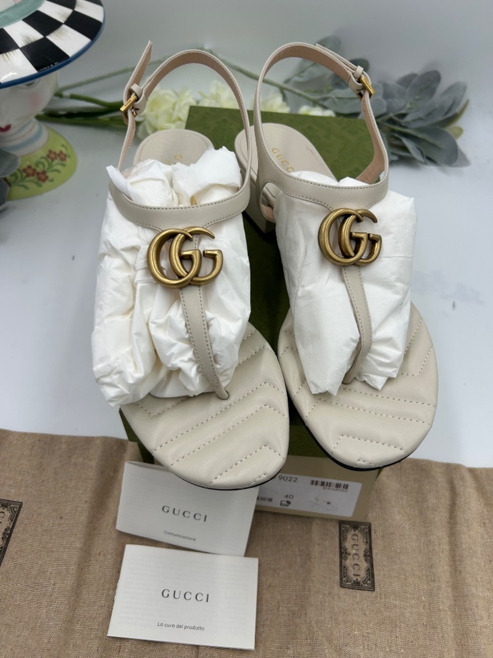 Women’s Gucci GG Marmont Matelasse Leather Thong Sandal. Size 10/fits 10.5 US - Picture 6 of 10